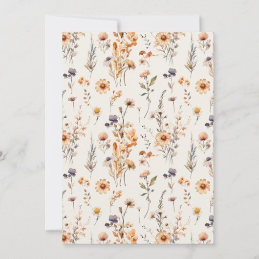 Invitation Fleurs sauvages d'automne Lets Party Boho Fiançail (Dos)