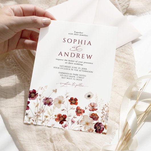 Invitation Fleurs Sauvages d'Automne Mariage