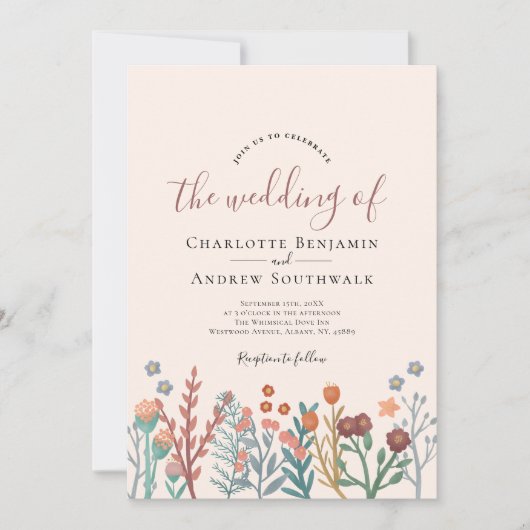 Invitation Fleurs sauvages de Boho Automne Moderne (Devant)