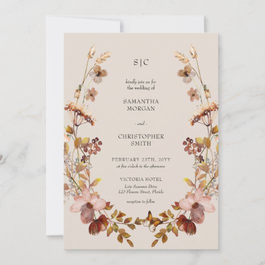 Invitation Fleurs sauvages de Boho Fall Meadow (Devant)