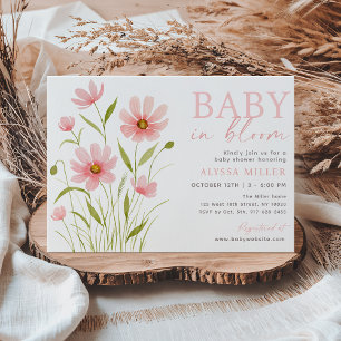 Invitation Fleurs sauvages de Boho neutres bébé dans le Baby