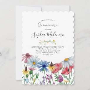 Invitation Fleurs Sauvages de Campagne Jolies Aquarelles Quin