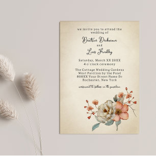 Invitation Fleurs sauvages de Cottagecore sur Mariage de Parc