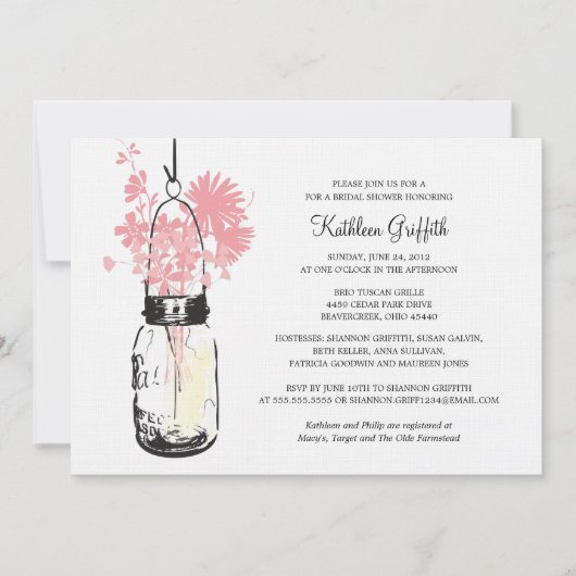 Invitation Fleurs sauvages de Fêtes des mariées et Mason Jar (Devant)