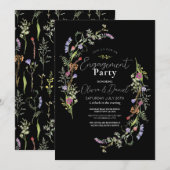 Invitation Fleurs sauvages de la partie d'engagement Floral D (Devant / Derrière)