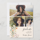 Invitation Fleurs sauvages de la prairie bohème graduation de (Dos)