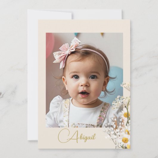 Invitation Fleurs sauvages de l'aquarelle de bébé juif en nom (Dos)