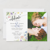 Invitation Fleurs sauvages de l'aquarelle de la partie d'enga (Devant)