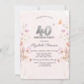 Invitation Fleurs sauvages de lilas à l'aquarelle 40e anniver (Devant)