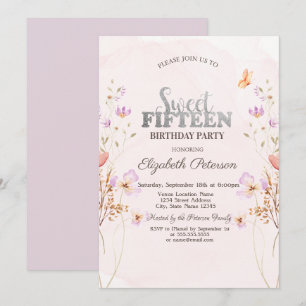 Invitation Fleurs sauvages de lilas à l'aquarelle Purple Swee