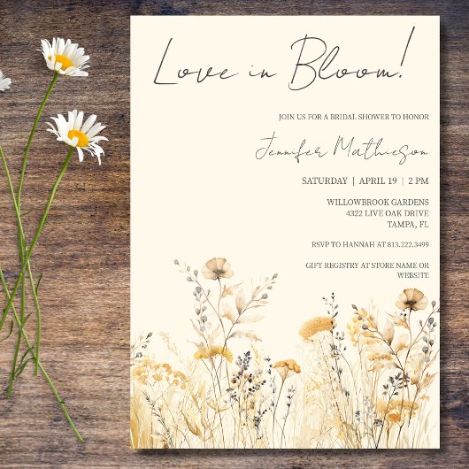 Invitation Fleurs sauvages de mariage Shower de mariage