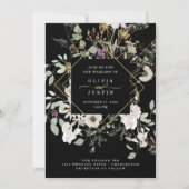 Invitation Fleurs sauvages de minuit | Mariage géométrique no (Devant)