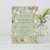 Invitation Fleurs sauvages de pays sur le Mariage Sage Green (Debout devant)