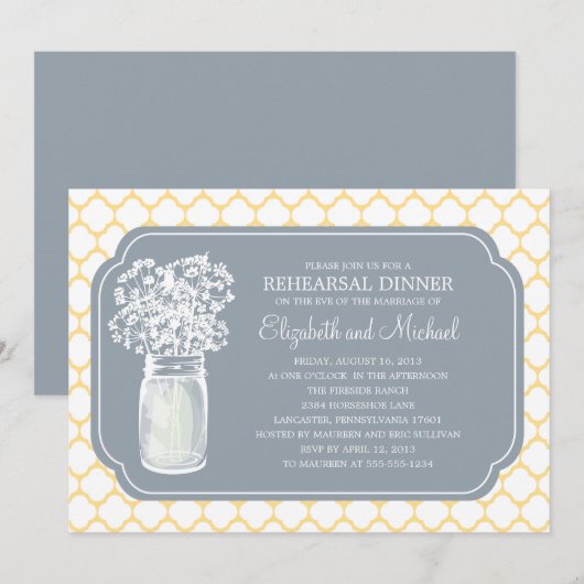 Invitation Fleurs sauvages de pot de maçon de nid d'abeilles (Devant / Derrière)