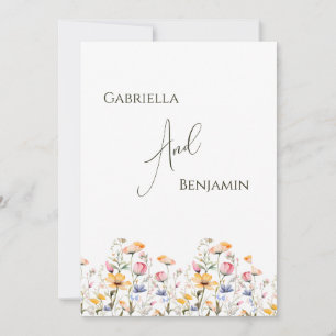 Invitation Fleurs sauvages de prairie à l'aquarelle Mariage F