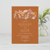 Invitation Fleurs sauvages de prairie boho initiales mariage (Debout devant)