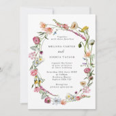Invitation Fleurs sauvages délicates Wreath Garden Mariage (Devant)