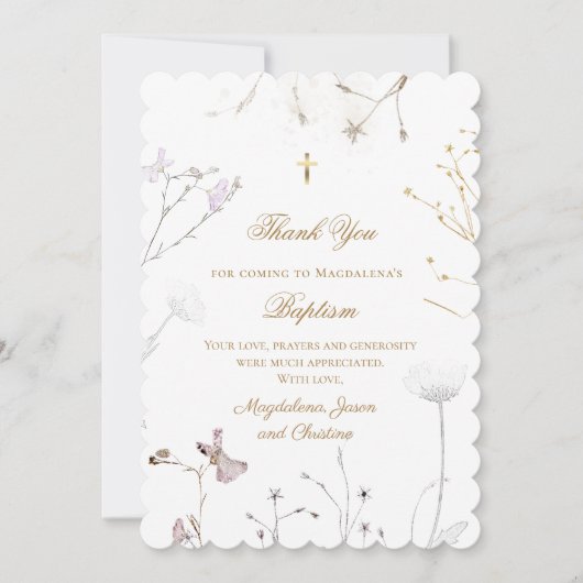 Invitation fleurs sauvages délicats merci d'être venu (Devant)