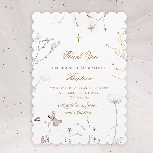 Invitation fleurs sauvages délicats merci d'être venu