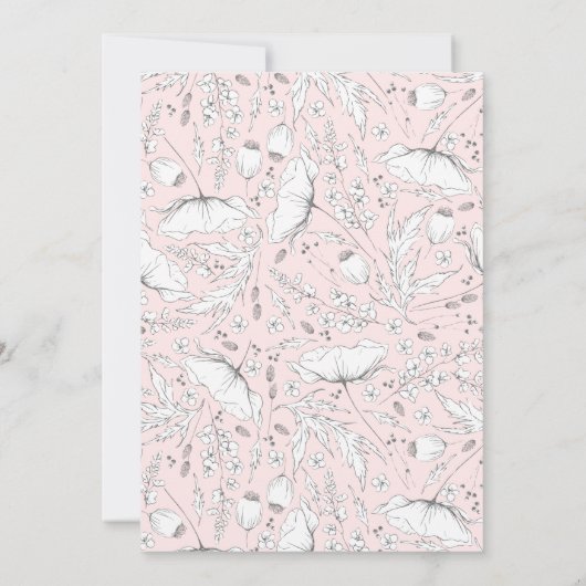 Invitation Fleurs sauvages dessinés à la main Élégante Partie (Dos)