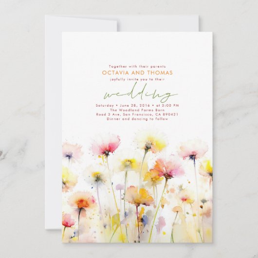 Invitation Fleurs sauvages d'été Romantic Boho Mariage (Devant)