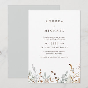 Invitation Fleurs Sauvages d'Hiver Botanical Mariage