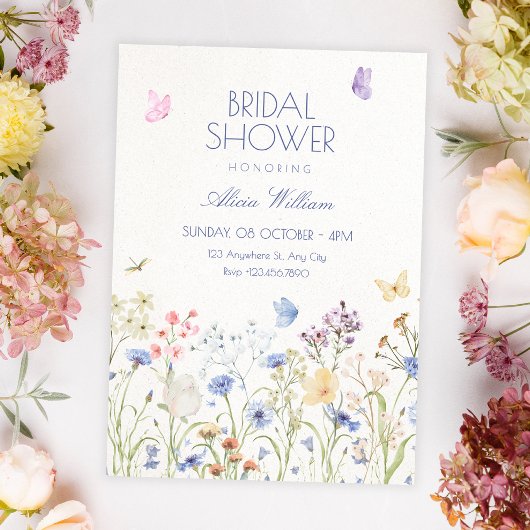 Invitation Fleurs sauvages douche de mariée