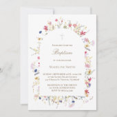 Invitation Fleurs sauvages du baptême (Devant)