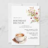 Invitation Fleurs sauvages du café | Brunch d'anniversaire fl (Devant)