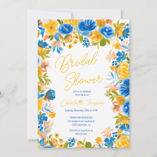 Invitation Fleurs sauvages du pays brillant script douche nup (Devant)