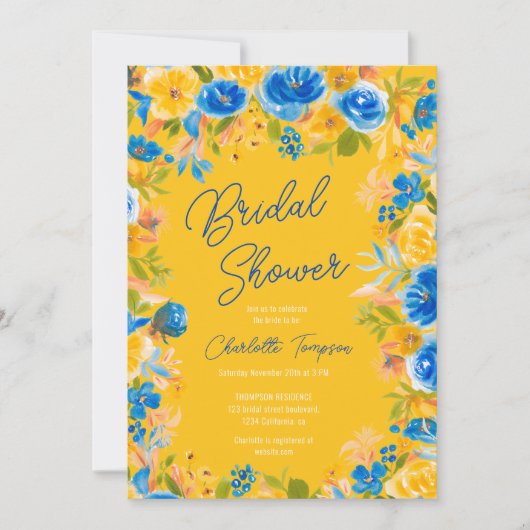 Invitation Fleurs sauvages du pays brillant script douche nup (Devant)