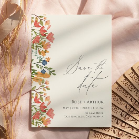 Invitation Fleurs Sauvages Écrit Prévenez de la Date