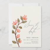 Invitation Fleurs Sauvages Écriture Faire Part de Date de Mar (Devant)