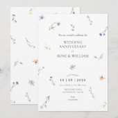 Invitation Fleurs sauvages élégant anniversaire de mariage (Devant / Derrière)