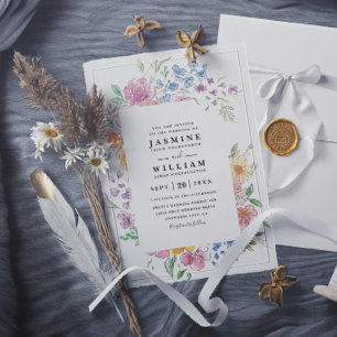 Invitation Fleurs sauvages Élégant Jardin Moderne Mariage Mod