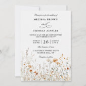 Invitation Fleurs sauvages Élégant Mariage Moderne Code QR Bu (Devant)
