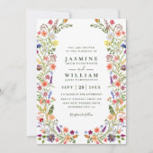 Invitation Fleurs sauvages Élégant Mariage Rustique Code QR M (Devant)