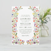 Invitation Fleurs sauvages Élégant Mariage Rustique Code QR M (Debout devant)