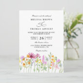 Invitation Fleurs sauvages Élégant Moderne Chic Code QR Maria (Debout devant)