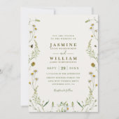 Invitation Fleurs sauvages Élégant Rustique Moderne Code QR M (Devant)