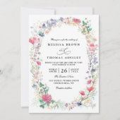 Invitation Fleurs sauvages Élégant Rustique Moderne Code QR M (Devant)