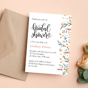Invitation Fleurs Sauvages Élégantes de Prairie Estivale pour
