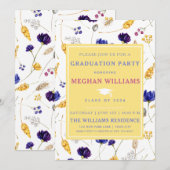 Invitation Fleurs sauvages élégantes d'été - Remise de diplôm (Devant / Derrière)