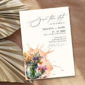 Invitation Fleurs sauvages élégants Mason Jar Enregistrer la