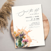 Invitation Fleurs sauvages élégants Mason Jar Enregistrer la