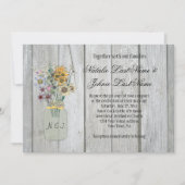 Invitation Fleurs sauvages en bois de grange Mason Jar Mariag (Devant)