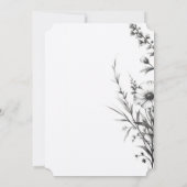 Invitation Fleurs sauvages en noir et blanc (Dos)