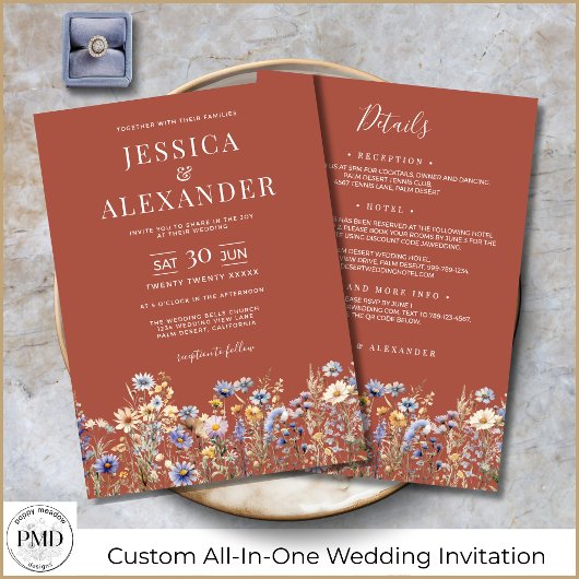 Invitation Fleurs sauvages En Terracotta Tout En Un Mariage É