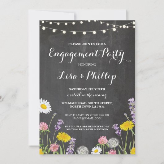 Invitation Fleurs sauvages Engagement Partie Chalk Douche Inv (Devant)