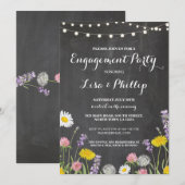 Invitation Fleurs sauvages Engagement Partie Chalk Douche Inv (Devant / Derrière)